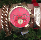 Michael Kors Runway Quartz Orange Dial Gold Steel Strap Watch For Women - MK5930 Authentic Buy Shop Now