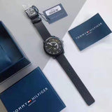 Tommy Hilfiger Denim Quartz Black Dial Black Leather Strap Watch for Men - 1791479 Authentic Buy Shop Now
