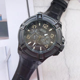 Guess Rigor Analog Black Dial Black Leather Strap Watch For Men - W0040G1 Authentic Buy Shop Now