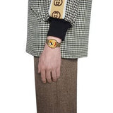 Gucci Grip Disney Mickey Mouse Gold Dial Brown Leather Strap Watch For Women - YA157420 Authentic Buy Shop Now