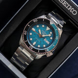 Seiko 5 Sports SKX Midi Automatic Teal Dial Silver Steel Strap Watch For Men - SRPK33K1 Authentic Buy Shop Now