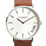 Coach Perry Silver Dial Brown Leather Strap Watch for Women - 14503120 Authentic Buy Shop Now