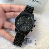 Michael Kors Lexington Chronograph Black Dial Black Steel Strap Watch For Men - MK8591 Authentic Buy Shop Now