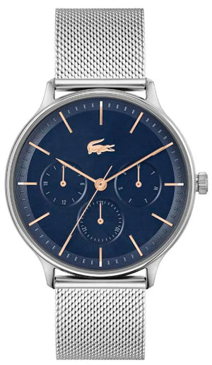 Lacoste Club Multifunction Blue Dial Silver Mesh Strap Watch for Men - 2011228 Authentic Buy Shop Now