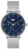 Lacoste Club Multifunction Blue Dial Silver Mesh Strap Watch for Men - 2011228 Authentic Buy Shop Now