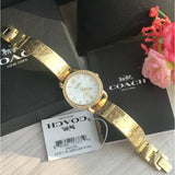 Coach Delancey Diamonds Silver Dial Gold Steel Strap Watch for Women - 14502354 Authentic Buy Shop Now
