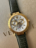 Versace Aion Chronograph White Dial Green Leather Strap Watch for Men - VBR020017 Authentic Buy Shop Now