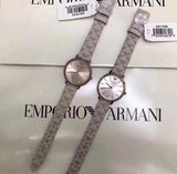 Emporio Armani Classic White Dial Beige Leather Strap Watch For Women - AR11008 Authentic Buy Shop Now