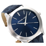 Michael Kors Slim Runway Analog Blue Dial Blue Leather Strap Watch For Men - MK8907 Authentic Buy Shop Now
