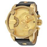 Diesel Mr Daddy Gold Dial Black Leather Strap Watch For Men - DZ7363 Authentic Buy Shop Now