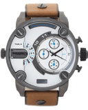 Diesel SBA Dual Time Chronograph White Dial Brown Leather Strap Watch For Men - DZ7269 Authentic Buy Shop Now