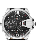 Diesel Uber Chief Oversized 4 Time Black Dial Leather Strap Watch For Men - DZ7376 Authentic Buy Shop Now
