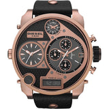 Diesel Big Daddy Gold & Black Dial Black Leather Strap Watch For Men - DZ7261 Authentic Buy Shop Now