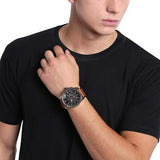 Diesel Mega Chief Chronograph Black Dial Brown Leather Strap Watch For Men - DZ4343 Authentic Buy Shop Now