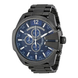 Diesel Mega Chief Chronograph Blue Dial Black Steel Strap Watch For Men - DZ4329 Authentic Buy Shop Now
