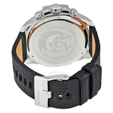 Diesel Mega Chief Chronograph Blue Dial Black Leather Strap Watch For Men - DZ4423 Authentic Buy Shop Now