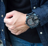 Diesel Daddy 2.0 Chronograph Grey Dial Blue Steel Strap Watch For Men - DZ7414 Authentic Buy Shop Now