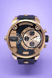 Diesel Little Daddy Black & Gold Dial Black Leather StrapWatch For Men - DZ7282 Authentic Buy Shop Now