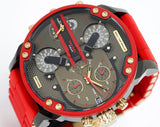 Diesel Mr Daddy 2.0 Chronograph Grey Dial Red Rubber Strap Watch For Men - DZ7430 Authentic Buy Shop Now