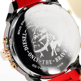 Diesel Mr Daddy 2.0 Chronograph Grey Dial Red Rubber Strap Watch For Men - DZ7430 Authentic Buy Shop Now