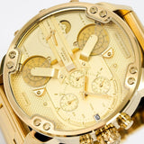 Diesel Mr Daddy 2.0 Chronograph Gold Dial Gold Steel Strap Watch For Men - DZ7399 Authentic Buy Shop Now