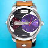 Diesel Mini Daddy Blue & Black Dial Brown Leather Strap Watch For Men - DZ7308 Authentic Buy Shop Now