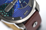 Diesel Mini Daddy Analog Blue Dial Brown Leather Strap Watch For Men - DZ7339 Authentic Buy Shop Now