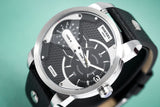 Diesel Mini Daddy Black Silver Dial Black Leather Strap Watch For Men - DZ7307 Authentic Buy Shop Now