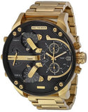 Diesel Mr Daddy 2.0 Chronograph Black Dial Gold Steel Strap Watch For Men - DZ7333 Authentic Buy Shop Now