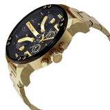 Diesel Mr Daddy 2.0 Chronograph Black Dial Gold Steel Strap Watch For Men - DZ7333 Authentic Buy Shop Now
