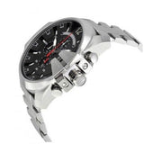 Diesel Mega Chief Chronograph Black Dial Silver Steel Strap Watch For Men - DZ4308 Authentic Buy Shop Now