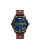 Diesel Mini Daddy Analog Blue Dial Brown Leather Strap Watch For Men - DZ7339 Authentic Buy Shop Now
