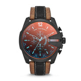 Diesel Mega Chief Quartz Black Dial Two Tone Leather Strap Watch For Men - DZ4305 Authentic Buy Shop Now