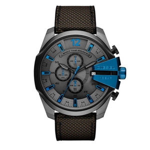 Diesel Mega Chief Chronograph Black Dial Black Nylon Strap Watch For Men - DZ4500 Authentic Buy Shop Now
