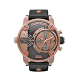 Diesel Little Daddy Black & Gold Dial Black Leather StrapWatch For Men - DZ7282 Authentic Buy Shop Now