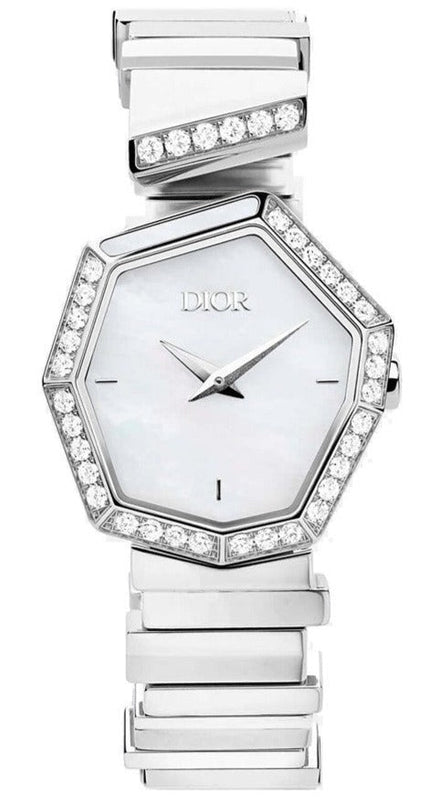 Dior Gem Dior Mother of Pearl Diamonds White Dial White Leather Strap Watch for Women - CD18111X1006 Authentic Buy Shop Now