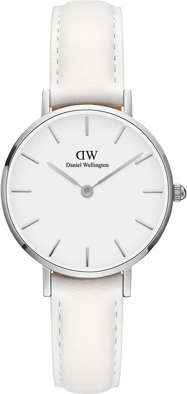Daniel Wellington Petite Bondi White Dial White Leather Strap Watch For Women - DW00100250 Authentic Buy Shop Now