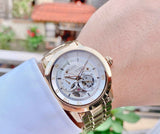 Bulova BVA Skeleton Silver Dial Gold Steel Strap Watch for Men - 97A108 Authentic Buy Shop Now