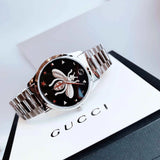 Gucci G Timeless Quartz Black Dial Silver Steel Strap Watch For Women - YA1264136 Authentic Buy Shop Now