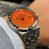 Maurice Lacroix Aikon Limited Edition Automatic Date Orange Dial Silver Steel Strap Watch For Men - AI6008-SS00F-530-1 Authentic Buy Shop Now
