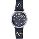 Versace V-Twist Quartz Blue Dial Blue Leather Strap Watch for Women - VELS00119 Authentic Buy Shop Now