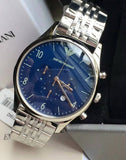 Emporio Armani Chronograph Blue Dial Silver Steel Strap Watch For Men - AR1942 Authentic Buy Shop Now