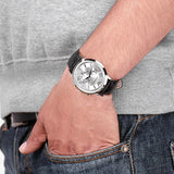 Emporio Armani Classic Chronograph Silver Dial Black Leather Strap Watch For Men - AR2432 Authentic Buy Shop Now