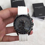 Emporio Armani Sportivo Chronograph Black Dial White Rubber Strap Watch For Men - AR6112 Authentic Buy Shop Now