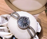 Bulova Crystal Black Mother of Pearl Dial Silver Steel Strap Watch for Women - 96L224 Authentic Buy Shop Now