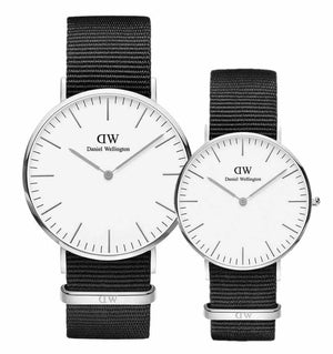 Daniel Wellington Classic Cornwall White Dial Black Nylon Strap Watch For Men - DW00100258 Authentic Buy Shop Now