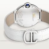 Cartier Ballon Bleu de Cartier Silver Dial White Leather Strap Watch for Women - W6920087 Authentic Buy Shop Now