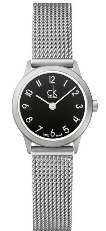 Calvin Klein Minimal Black Dial Silver Mesh Bracelet Watch for Women - K3M53151 Authentic Buy Shop Now