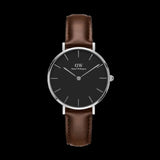 Daniel Wellington Classic Petite Bristol Black Dial Brown Leather Strap Watch For Women - DW00100177 Authentic Buy Shop Now