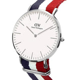 Daniel Wellington Classic Cambridge White Dial Two Tone Nylon Strap Watch For Men - DW00100017 Authentic Buy Shop Now
